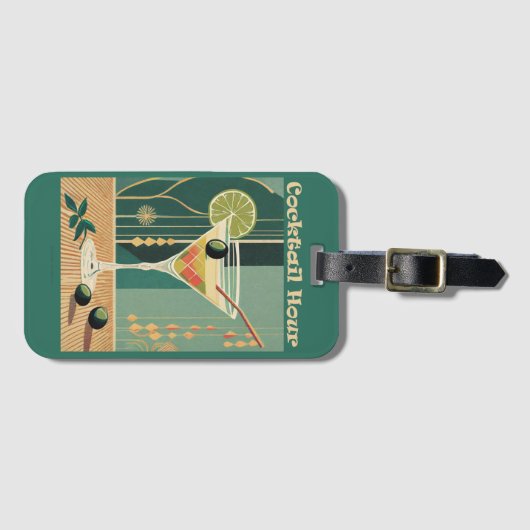 Cocktailuurontwerp halverwege de eeuw bagagelabel (Voorkant (horizontaal))