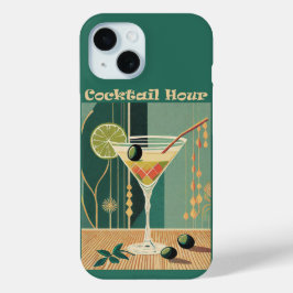 Cocktailuurontwerp halverwege de eeuw iPhone 15 case