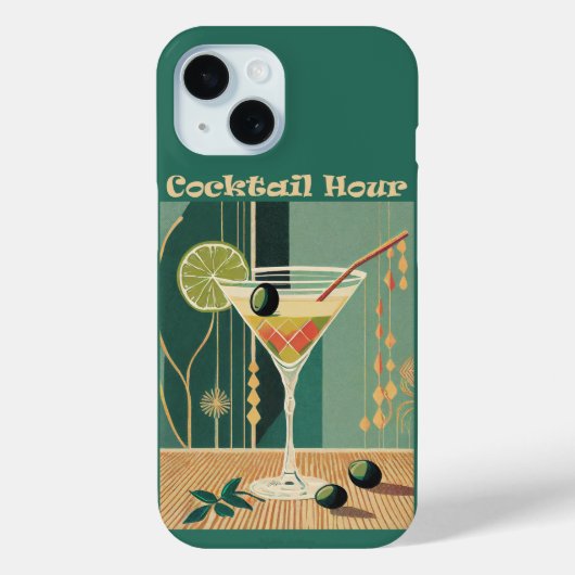 Cocktailuurontwerp halverwege de eeuw Case-Mate iPhone case (Achterkant)