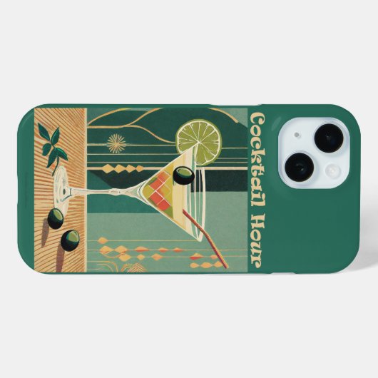 Cocktailuurontwerp halverwege de eeuw Case-Mate iPhone case (Achterkant (horizontaal))
