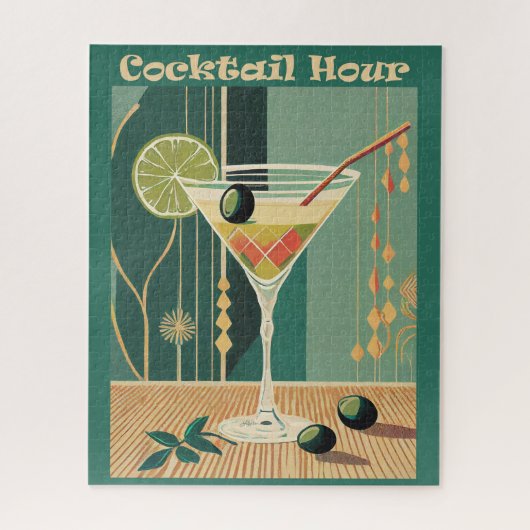 Cocktailuurontwerp halverwege de eeuw legpuzzel (Verticaal)