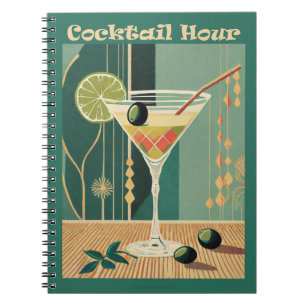 Cocktailuurontwerp halverwege de eeuw notitieboek