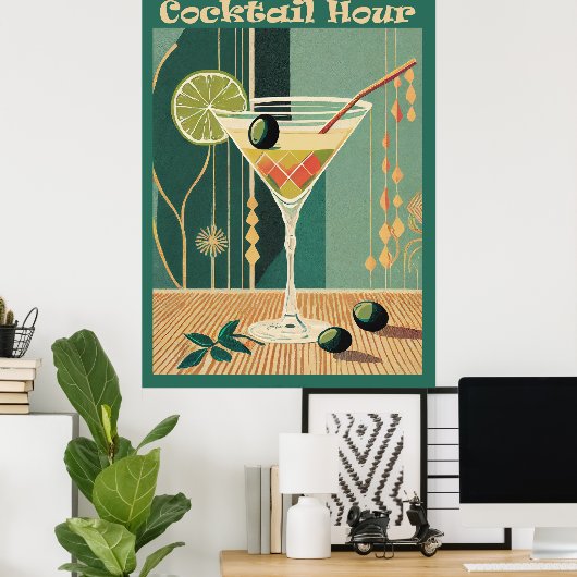 Cocktailuurontwerp halverwege de eeuw poster (Thuiskantoor)