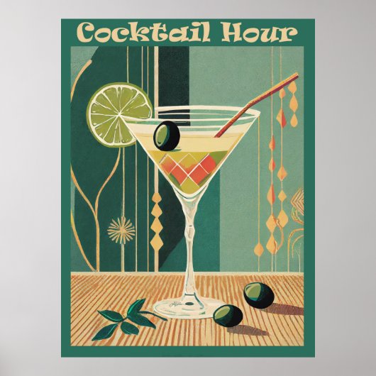 Cocktailuurontwerp halverwege de eeuw poster (Voorkant)