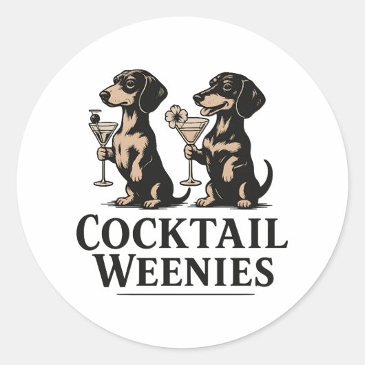 Cocktailworstjes Grappige Dachshund Weense Hond Ronde Sticker (Voorkant)