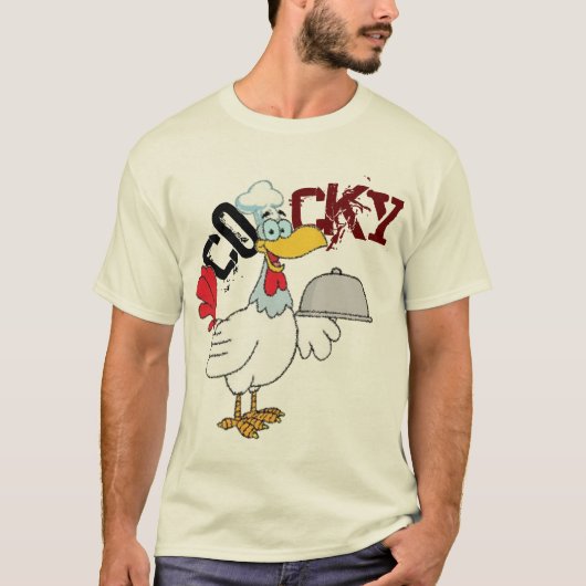 Cocky, kip serveren kip diner Tshirt (Voorkant)