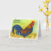 COCKY KLEURRIJKE HAAN  WENSKAART KAART (Gele Bloem)