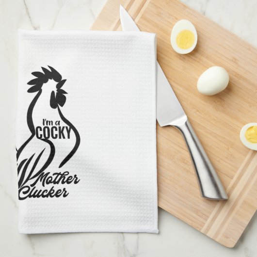 Cocky Moeder Clucker Dish Towel Theedoek (Quarter Fold)