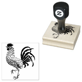Cocky Rooster Bird One Leg omhoog Rubberstempel