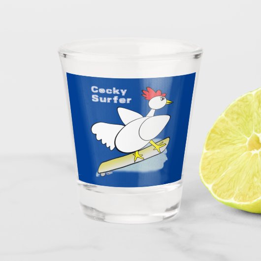 Cocky Surfer Shot Glas (Voorkant)