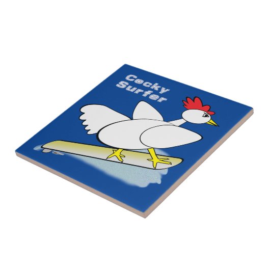 Cocky Surfer Tegeltje (Zijkant)