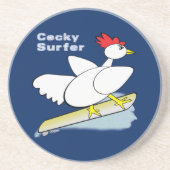 Cocky Surfer Zandsteen Onderzetter (Voorkant)