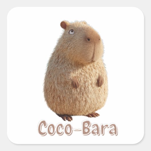Coco-Bara vibes. Capybara Core: Kokosnoot Couture Vierkante Sticker (Voorkant)