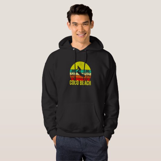 Coco Beach Florida Retro  Surfer Sunset Vac Hoodie (Voorkant volledig)