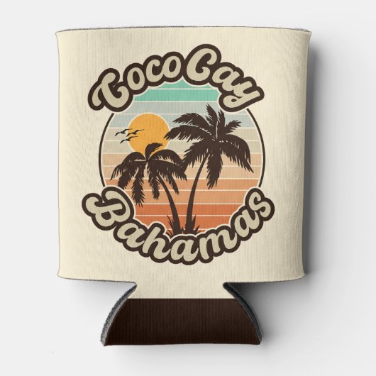 Coco Cay Bahamas Retro Sunset Souvenirs 60s Blikjeskoeler (Voorkant)