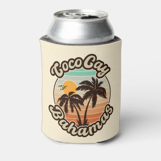 Coco Cay Bahamas Retro Sunset Souvenirs 60s Blikjeskoeler (Blikje Achterkant)