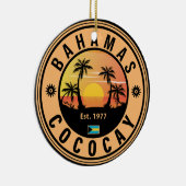 Coco Cay Bahamas Retro Sunset Souvenirs 60s Keramisch Ornament (Rechts)