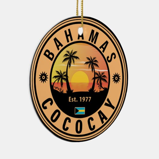 Coco Cay Bahamas Retro Sunset Souvenirs 60s Keramisch Ornament (Rechts)