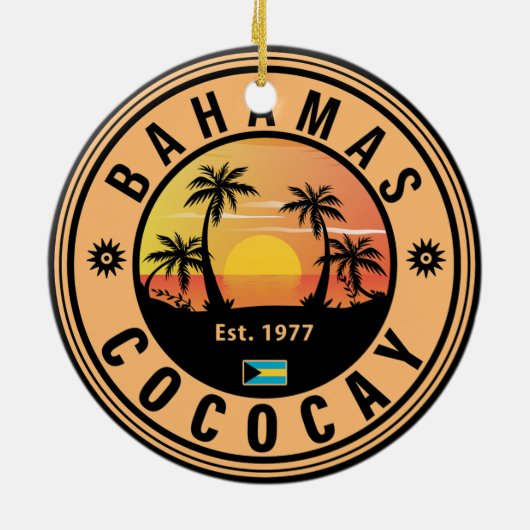 Coco Cay Bahamas Retro Sunset Souvenirs 60s Keramisch Ornament (Achterkant)