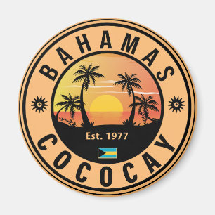 Coco Cay Bahamas Retro Sunset Souvenirs 60s Magneet