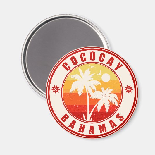 Coco Cay Bahamas Retro Sunset Souvenirs 60s Magneet (Voorkant / Achterkant)