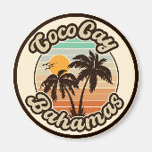 Coco Cay Bahamas Retro Sunset Souvenirs 60s Magneet (Voorkant)