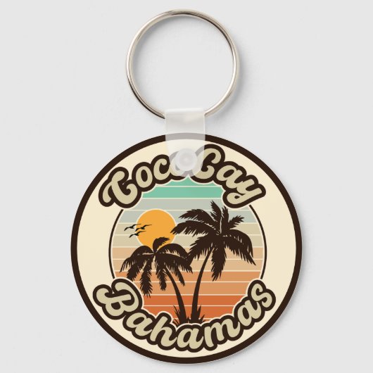 Coco Cay Bahamas Retro Sunset Souvenirs 60s Sleutelhanger (Voorkant)