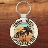 Coco Cay Bahamas Retro Sunset Souvenirs 60s Sleutelhanger (Voorkant)