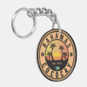 Coco Cay Bahamas Retro Sunset Souvenirs 60s Sleutelhanger (Voorkant Links)
