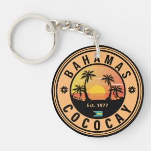 Coco Cay Bahamas Retro Sunset Souvenirs 60s Sleutelhanger