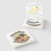 Coco Cay Bahamas Retro Sunset Souvenirs 60s Stenen Onderzetter (Zijkant)