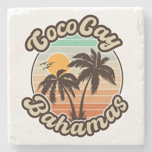 Coco Cay Bahamas Retro Sunset Souvenirs 60s Stenen Onderzetter (Voorkant)