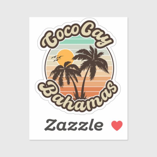 Coco Cay Bahamas Retro Sunset Souvenirs 60s Sticker (Vel)