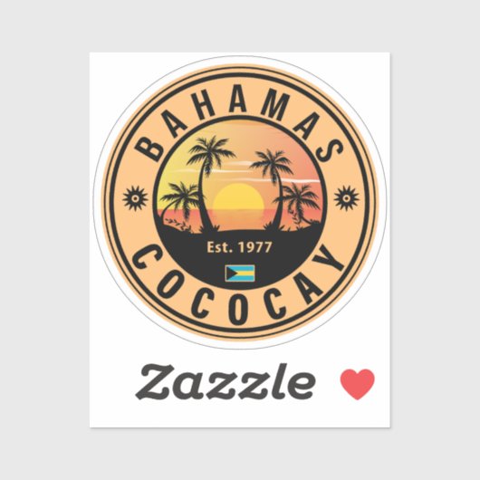 Coco Cay Bahamas Retro Sunset Souvenirs 60s Sticker (Vel)
