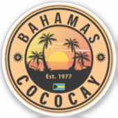 Coco Cay Bahamas Retro Sunset Souvenirs 60s Sticker (Voorkant)