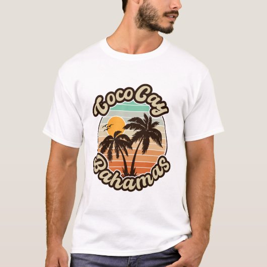Coco Cay Bahamas Retro Sunset Souvenirs 60s T-shirt (Voorkant)