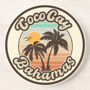 Coco Cay Bahamas Retro Sunset Souvenirs 60s Zandsteen Onderzetter