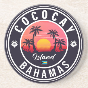 Coco Cay Bahamas Retro Sunset Souvenirs 60s Zandsteen Onderzetter