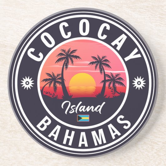 Coco Cay Bahamas Retro Sunset Souvenirs 60s Zandsteen Onderzetter (Voorkant)