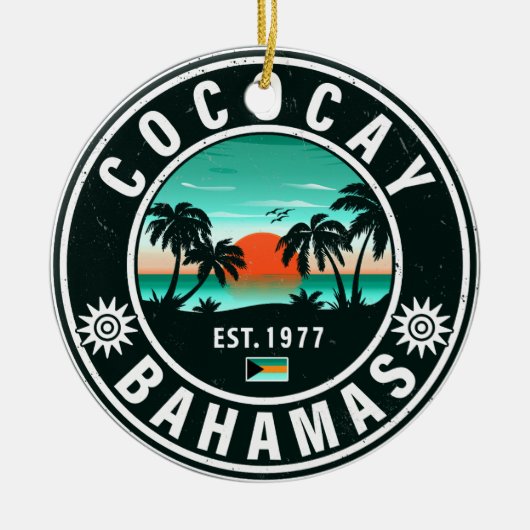 Coco Cay Island Bahamas  Souvenirs 80's Keramisch Ornament (Voorkant)