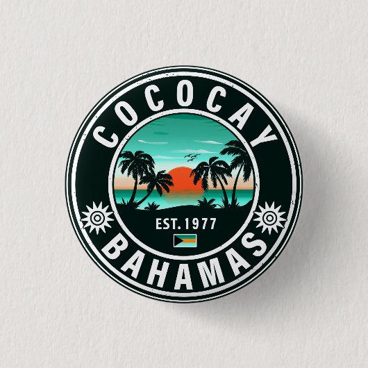Coco Cay Island Bahamas  Souvenirs 80's Ronde Button 3,2 Cm (Voorkant)