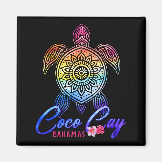 Coco cay tie dye zeeschildpad  magneet (Voorkant)