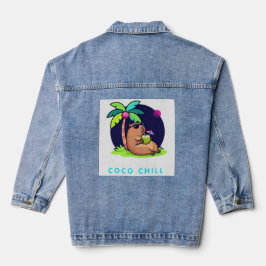 Coco Chill Capybara Zomerclub – Tropische Capybar Denim Jacket