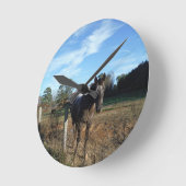 Coco- en crèmebruin paard ronde klok (Hoek)