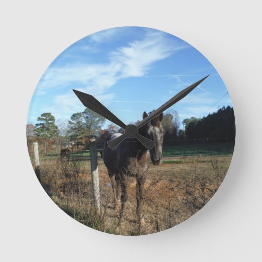 Coco- en crèmebruin paard ronde klok (Voorkant)