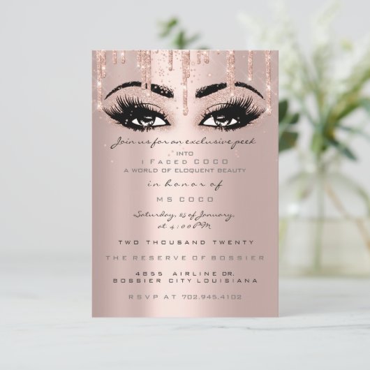 Coco Event Drift Roos Eyelash Formele Confetti Kaart (Staand voorkant)