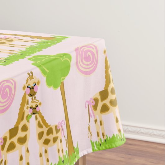 Coco-Giraffe en Baby roze katoenkatoen Tafelkleed (Voorbeeld)