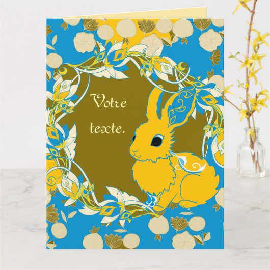 Coco het konijn kaart (Gele Bloem)