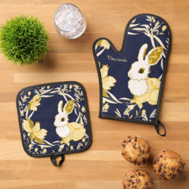 Coco het konijn ovenwant & pannenlap set