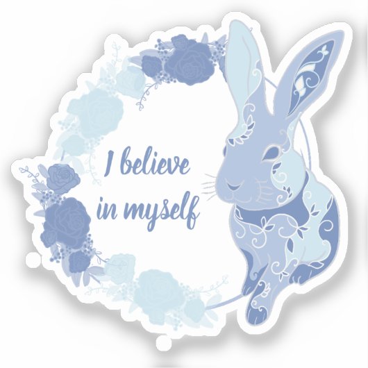 Coco het Konijn Sticker “Ik geloof in mezelf” Blau (Voorkant)